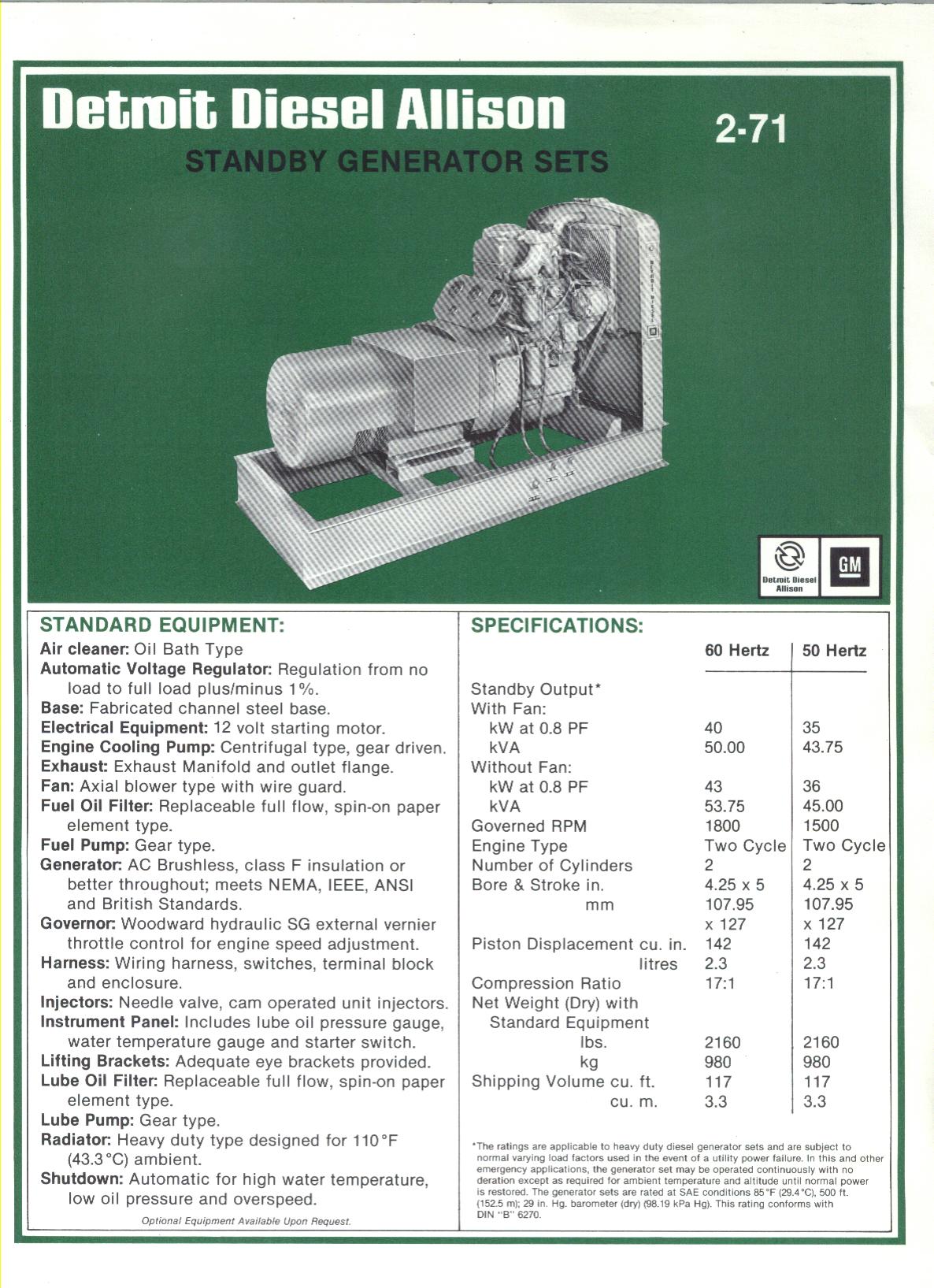 DETROIT DIESEL271 Detroit Generator