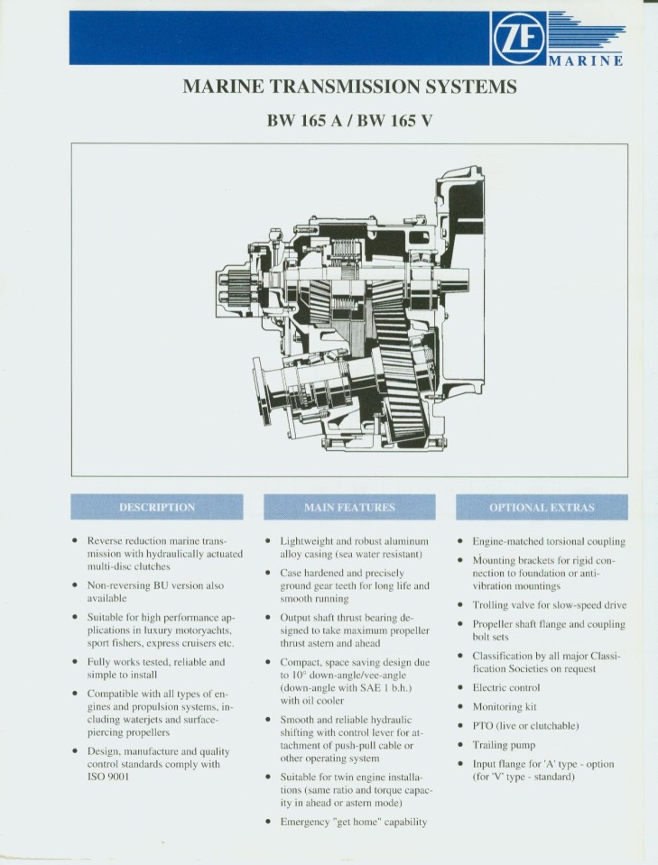 ZF-BW165V REBUILT MARINE TRANSMISSIONS